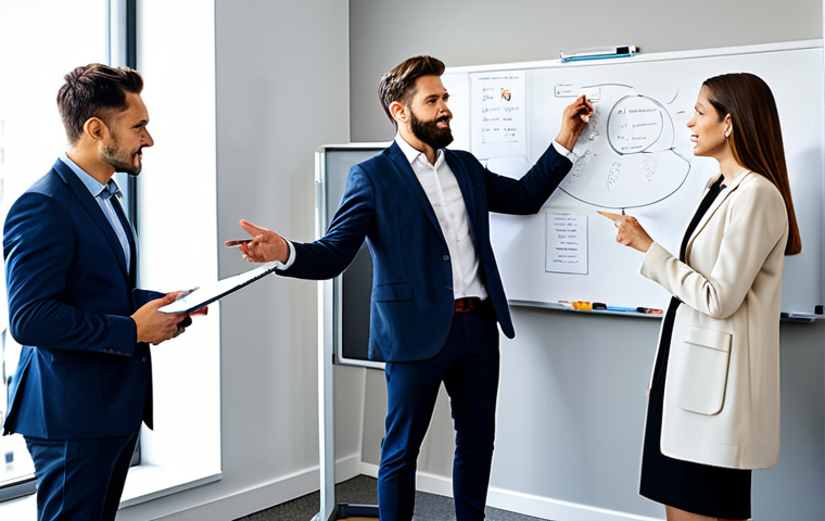**

A diverse team of professionals collaborating in a modern office. They are brainstorming ideas on a whiteboard, fully clothed in business attire. The atmosphere is bright and energetic. Perfect anatomy, correct proportions, natural pose, well-formed hands, proper finger count, natural body proportions. Safe for work, appropriate content, fully clothed, professional, family-friendly.

**