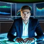 Transformer 기반의 텍스트 요약 기법 - A busy professional, dressed in smart casual attire, sits at a sleek, minimalist desk in a modern of...