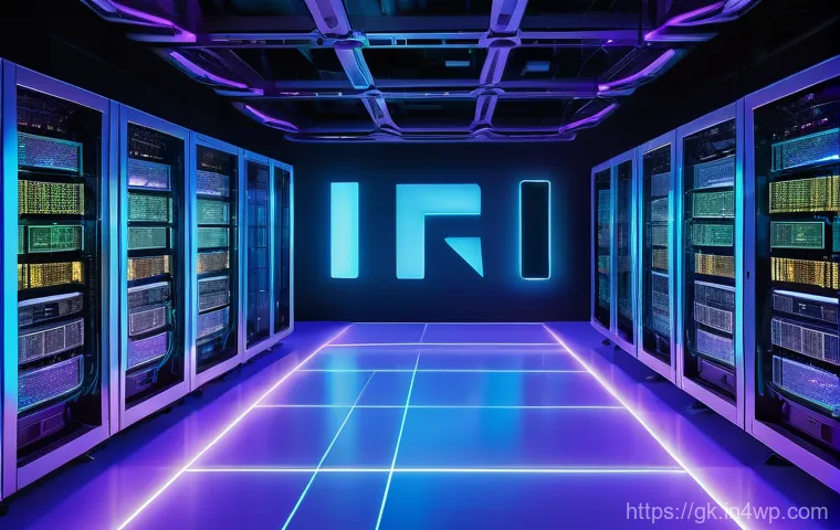 Transformer 모델의 실시간 처리 기술 - A futuristic, clean-room server environment with advanced computing hardware. In the center, a glowi...