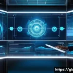 Transformer 모델의 성능 평가 방법 - A futuristic, high-tech data science laboratory scene featuring a large transparent screen displayin...