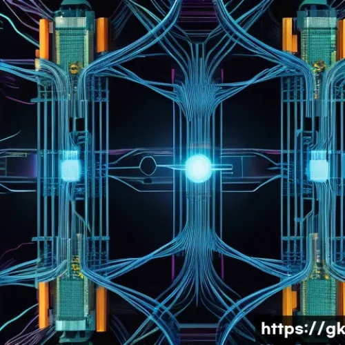 Transformer 아키텍처의 논문 리뷰 - A futuristic and detailed digital illustration of a Transformer neural network architecture, showcas...