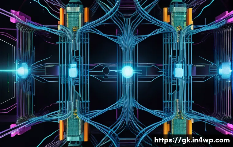 Transformer 아키텍처의 논문 리뷰 - A futuristic and detailed digital illustration of a Transformer neural network architecture, showcas...